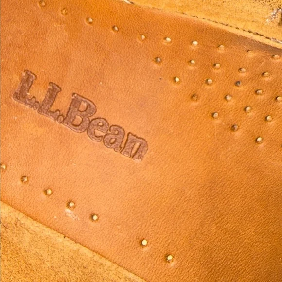 L.L.Bean Boat Shoes Womens 6W Wide Tan Leather Lace Up Moc Toe Loafers - Picture 10 of 10